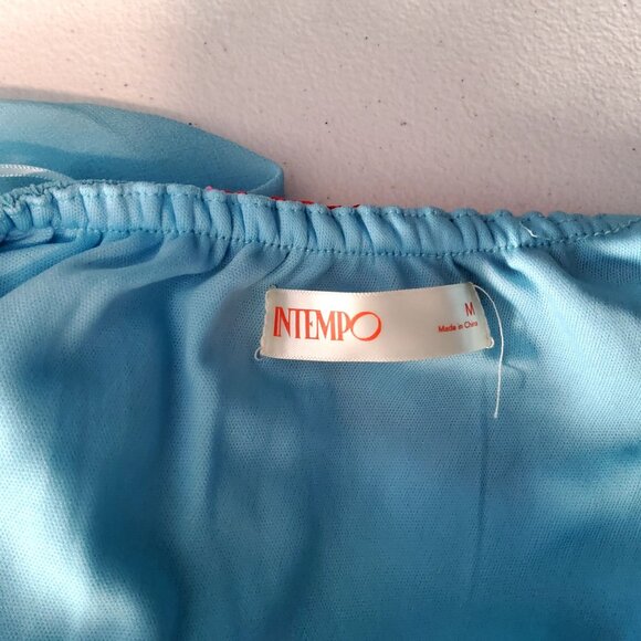 Intempo Womens Floral Chiffon Top Size M Off-shoulder design  Elastic neckline - Picture 8 of 11